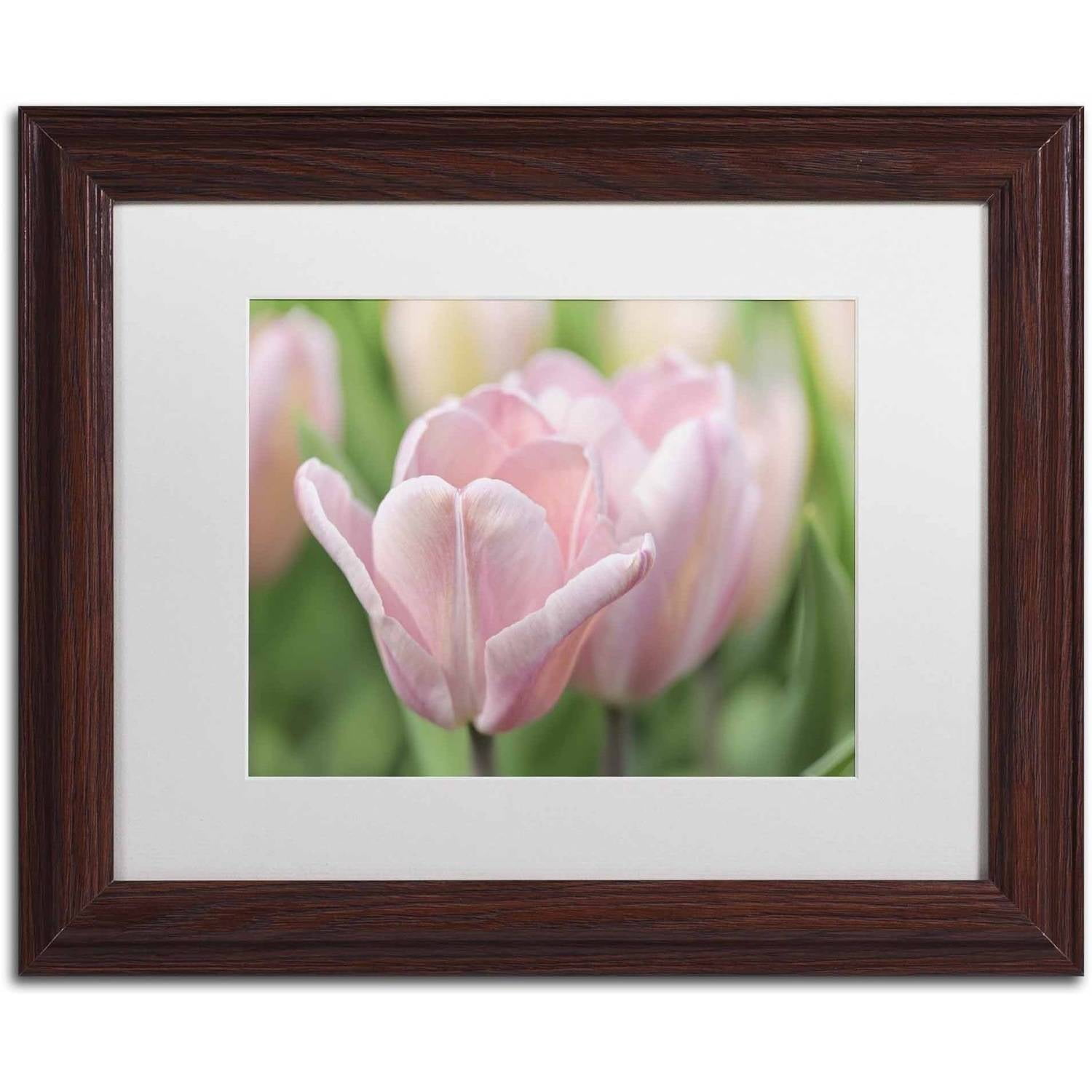 Trademark Fine Art 'Pink Tulip Baronesse' Canvas Art by Cora Niele, White Matte, Wood Frame