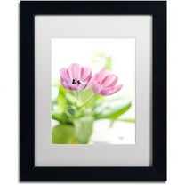 Trademark Fine Art "Pink Tulips Drenched in Light" Canvas Art by Lois Bryan, White Mat, Black Frame