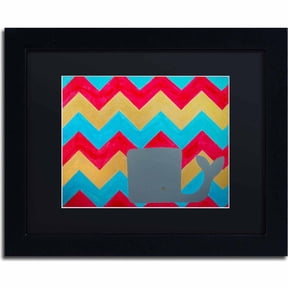 Trademark Fine Art "Pink and Gold Whale Chevron" Canvas Art by Nicole Dietz, Black Matte, Black Frame
