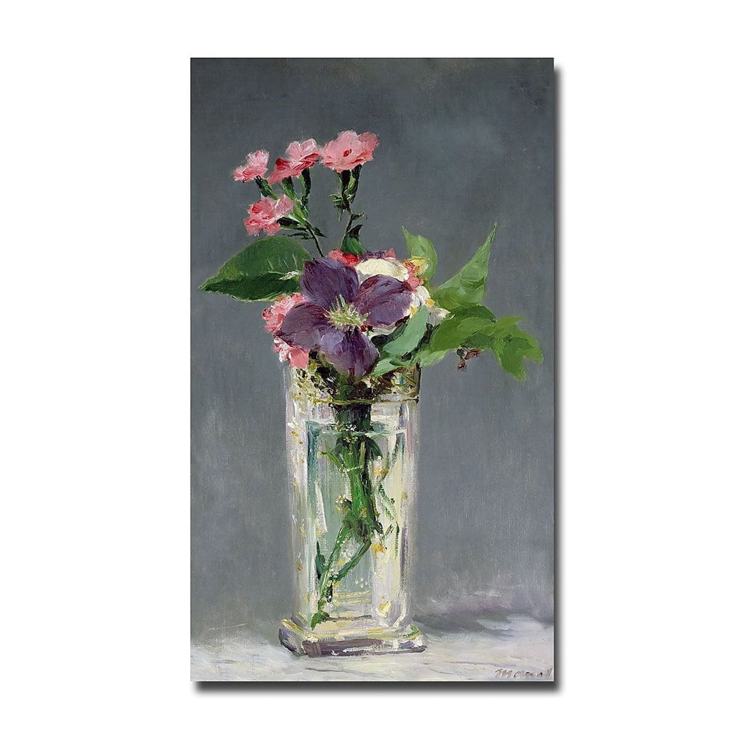 Trademark Fine Art "Pinks and Clemantis in a Vase 1882" Canvas Art by Edouard Manet
