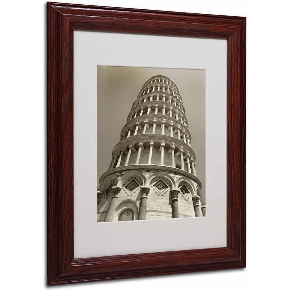 Pisa Tower II Brown Framed Canvas Art 20" x 17"