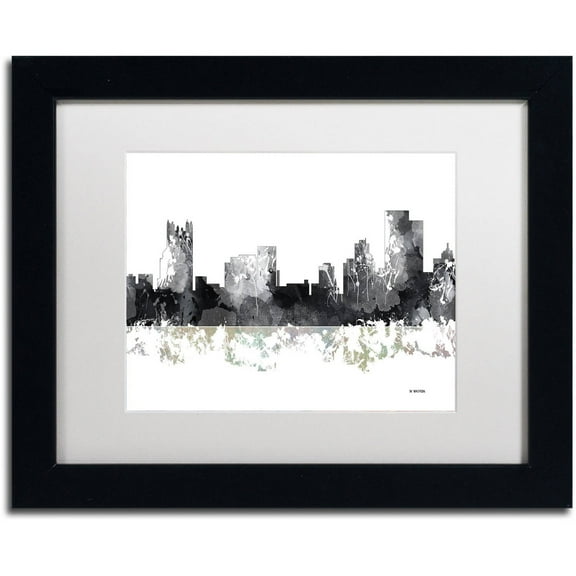Trademark Fine Art "Pittsburgh PA Skyline BG-1" Canvas Art by Marlene Watson, White Matte, Black Frame