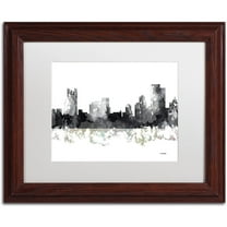 Trademark Fine Art "Pittsburgh PA Skyline BG-1" Canvas Art by Marlene Watson, White Matte, Wood Frame