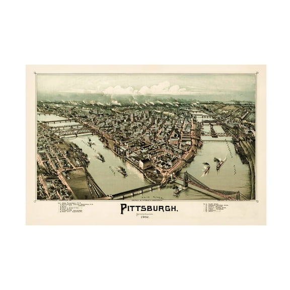 Trademark Fine Art Vintage Lavoie Pittsburgh Pennsylvania Canvas Wall Art - 30x47