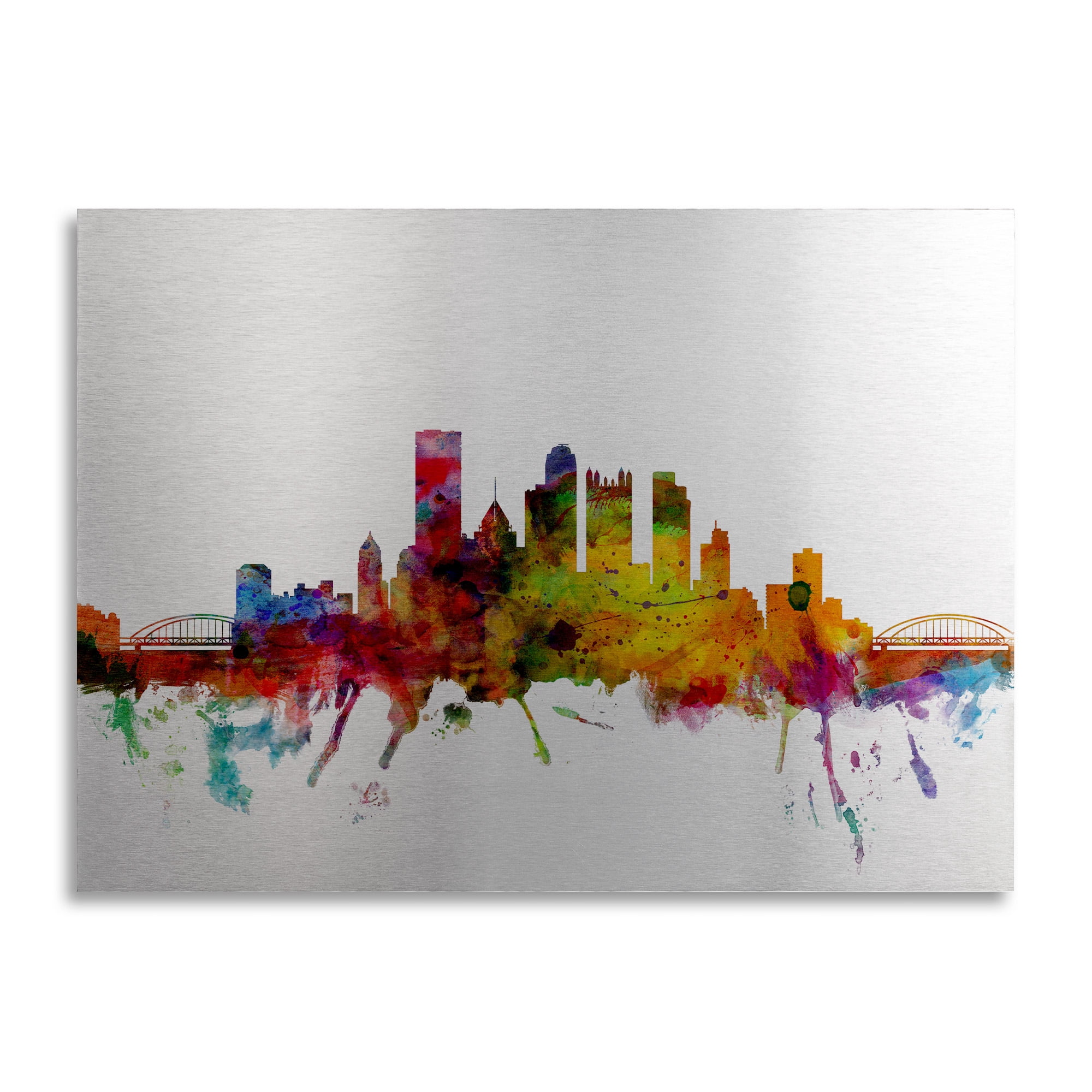 Trademark Fine Art 'Pittsburgh Pennsylvania Skyline' Brushed Aluminum Wall Art Art by Michael Tompsett