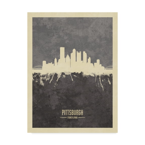 Trademark Fine Art 'Pittsburgh Pennsylvania Skyline Gray' Canvas Art by Michael Tompsett