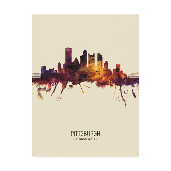 Trademark Fine Art 'Pittsburgh Pennsylvania Skyline Portrait III' Canvas Art by Michael Tompsett