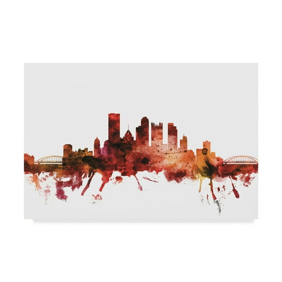 Trademark Fine Art 'Pittsburgh Pennsylvania Skyline Red' Canvas Art by Michael Tompsett