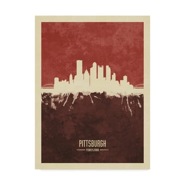 Trademark Fine Art 'Pittsburgh Pennsylvania Skyline Red II' Canvas Art by Michael Tompsett