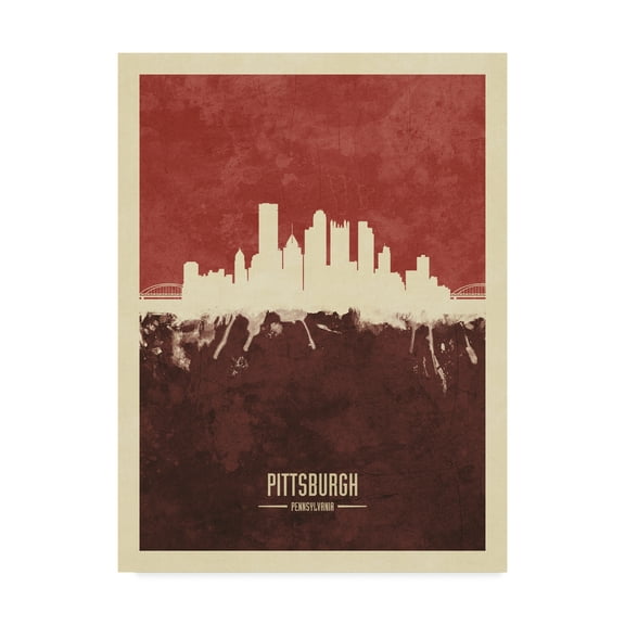Trademark Fine Art 'Pittsburgh Pennsylvania Skyline Red II' Canvas Art by Michael Tompsett