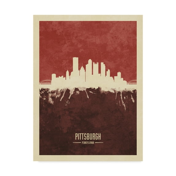 Trademark Fine Art 'Pittsburgh Pennsylvania Skyline Red II' Canvas Art by Michael Tompsett