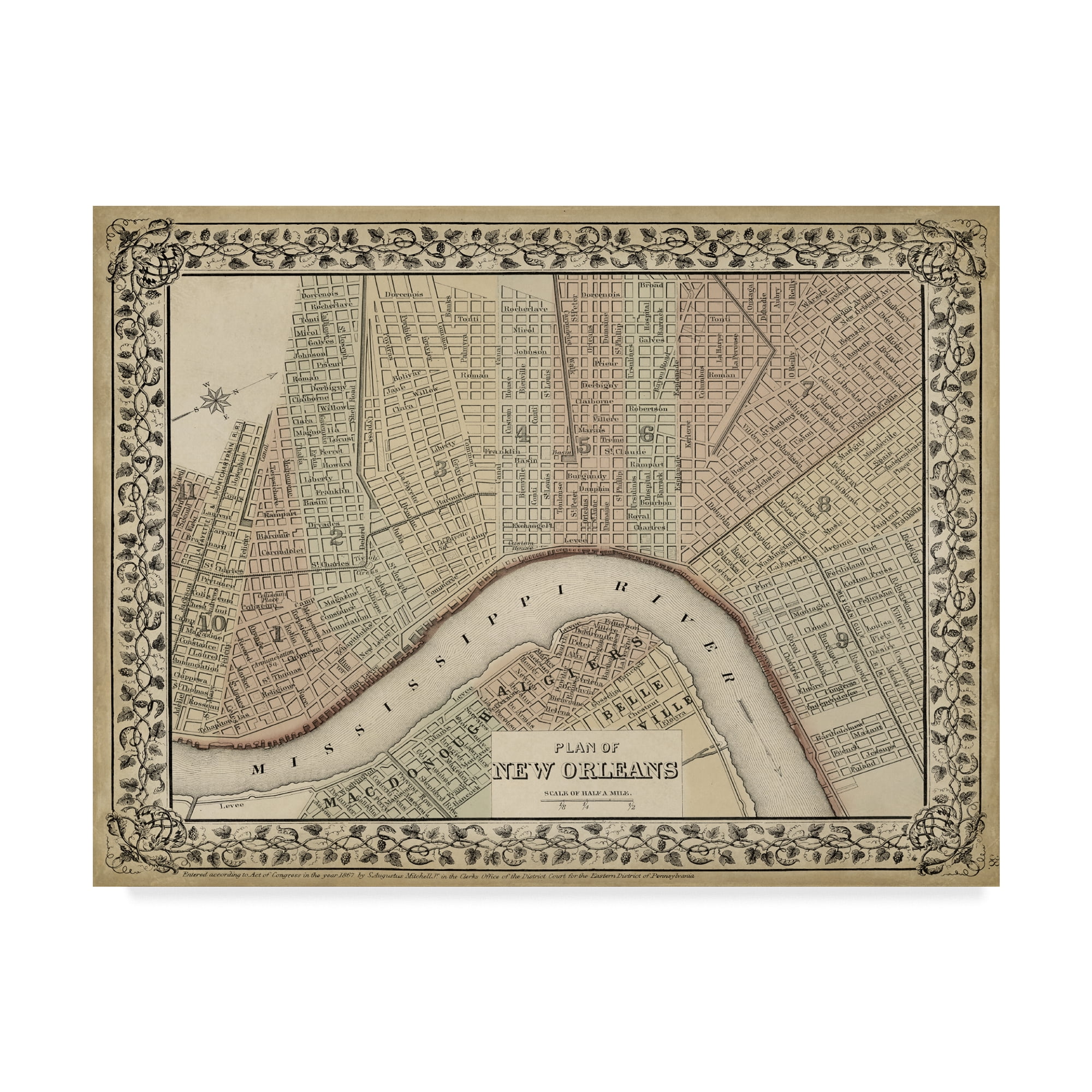 Trademark Fine Art 'Plan of New Orleans' Canvas Art by Mitchell