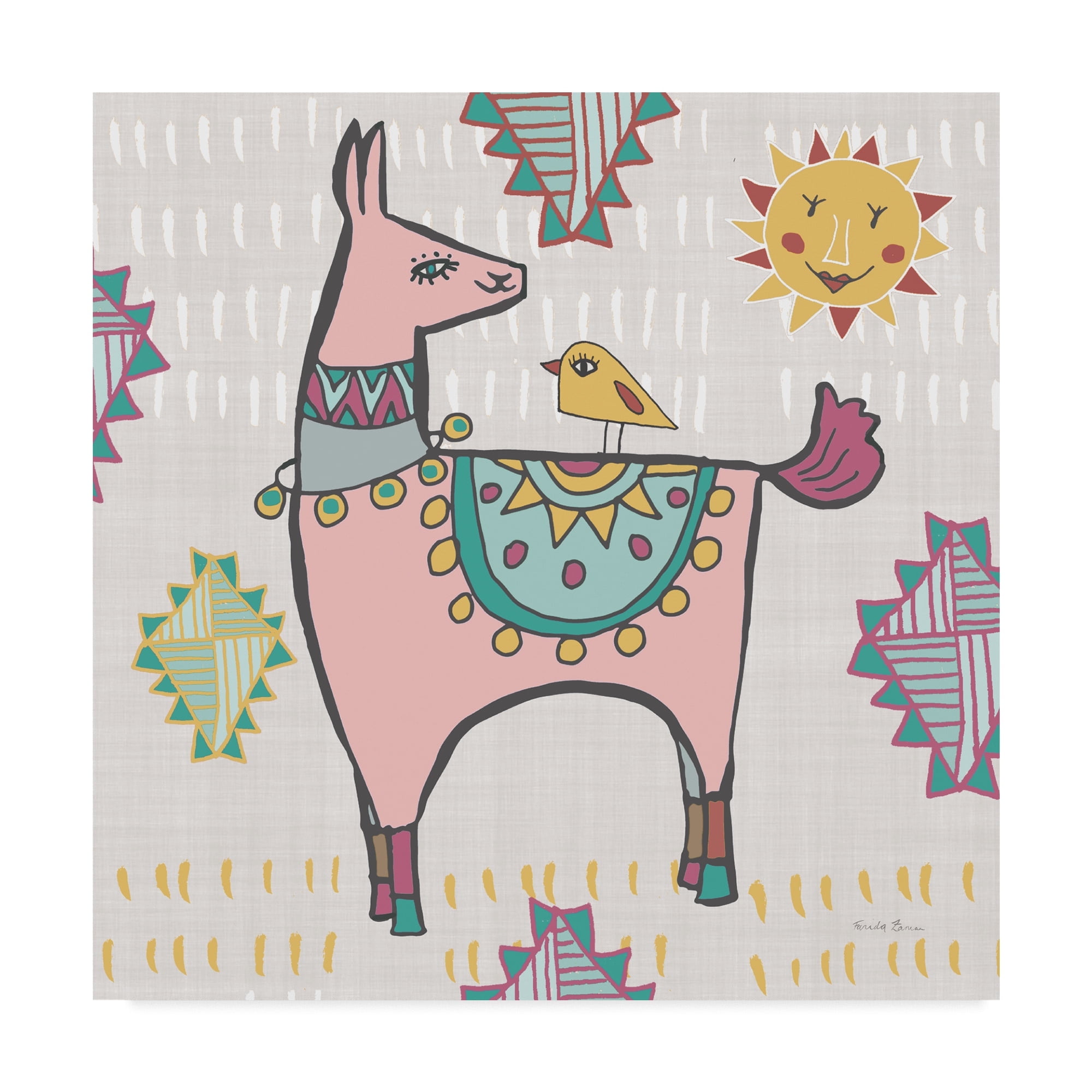 Trademark Fine Art 'Playful Llamas III' Canvas Art by Farida Zaman