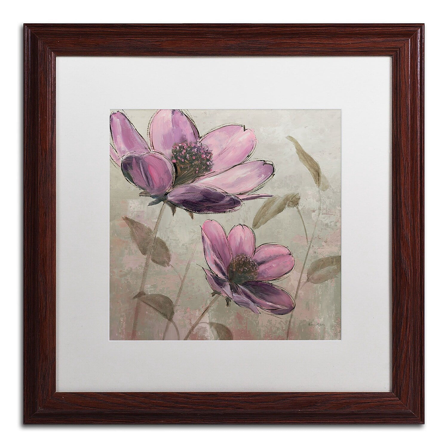 Trademark Fine Art "Plum Floral II" Canvas Art by Emily Adams, White Matte, Wood Frame