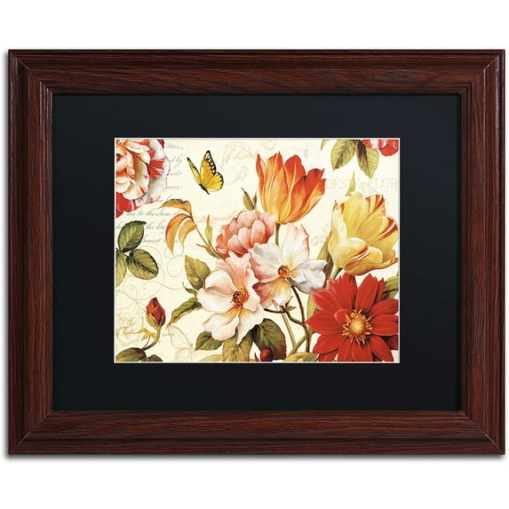 Trademark Fine Art "Poesie Florale III" Canvas Art by Lisa Audit, Black Matte, Wood Frame