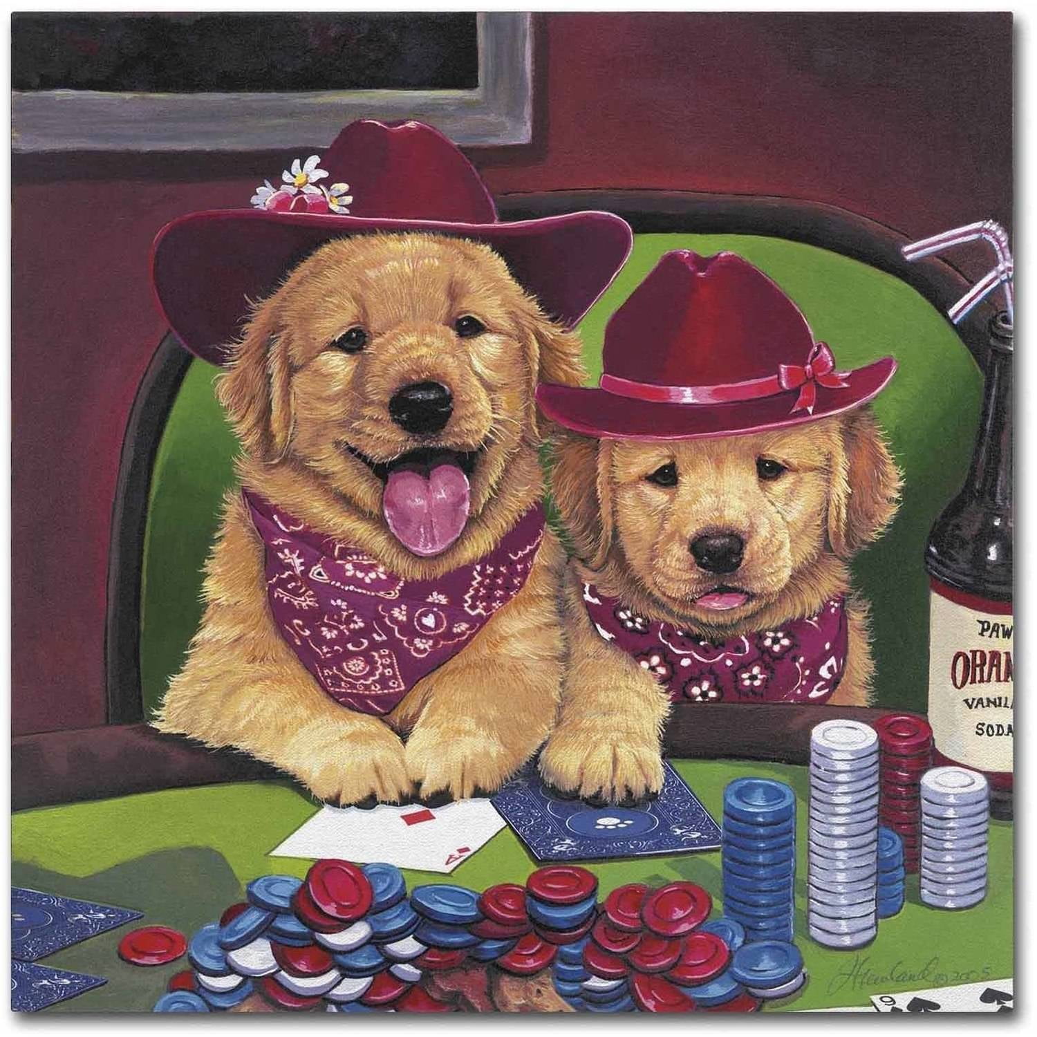Trademark Fine Art 'Poker Dogs' Canvas Art by Jenny Newland