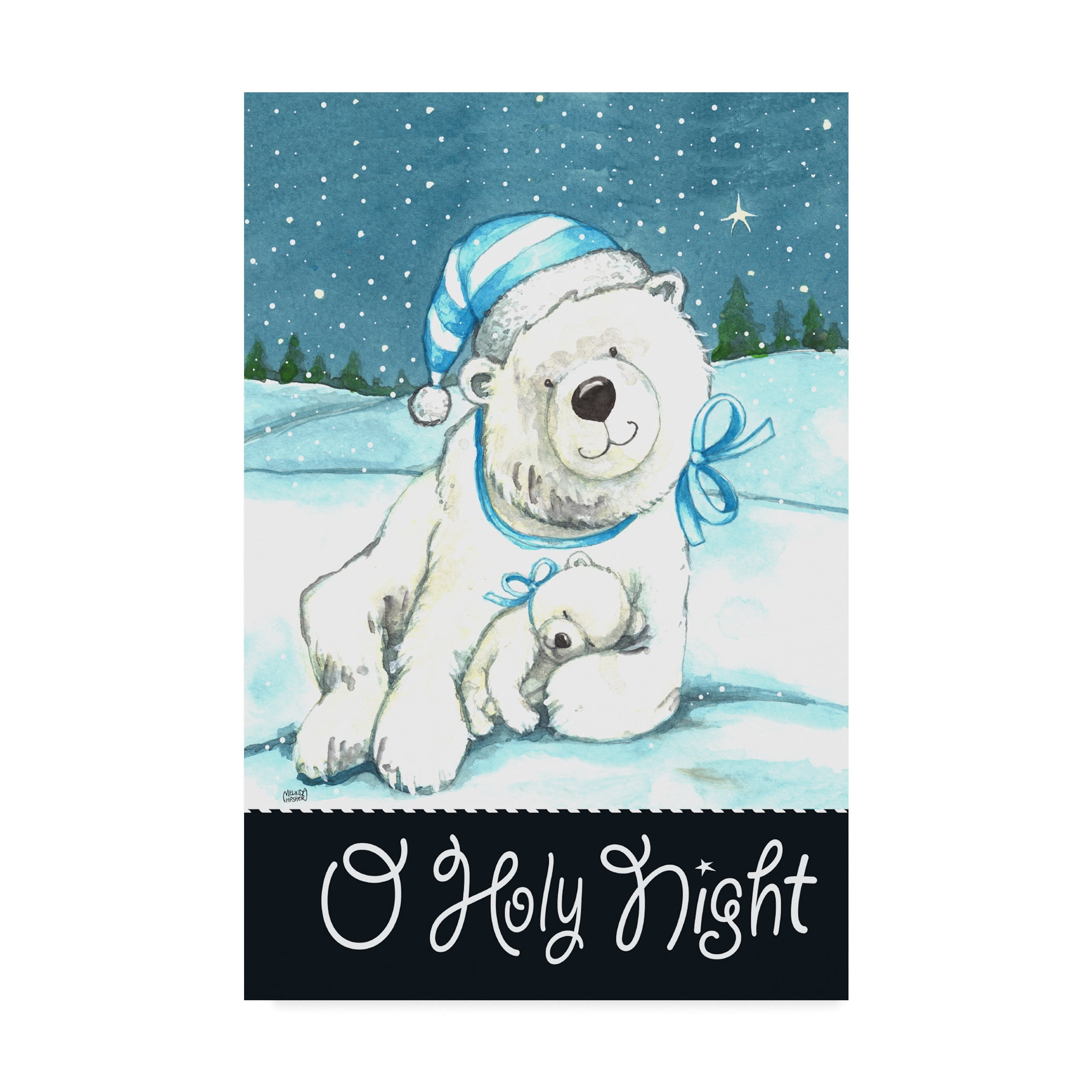 Trademark Fine Art 'Polar Bear Holy Night' Canvas Art by Melinda Hipsher