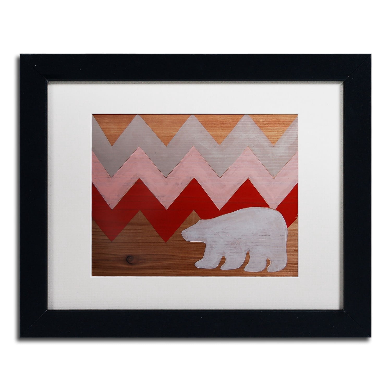 Trademark Fine Art "Polar Bear Red" Canvas Art by Nicole Dietz White Matte, Black Frame