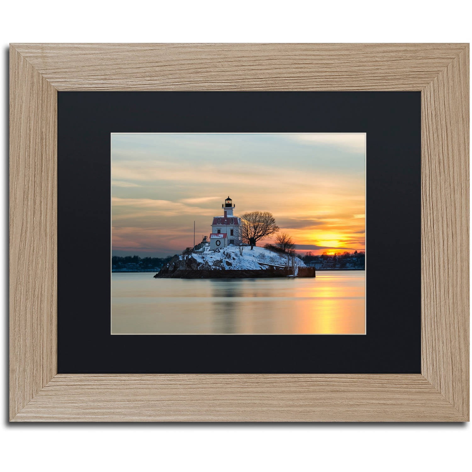 Trademark Fine Art "Pomham Rocks Sunset" Canvas Art by Michael Blanchette Photography Black Matte, Birch Frame