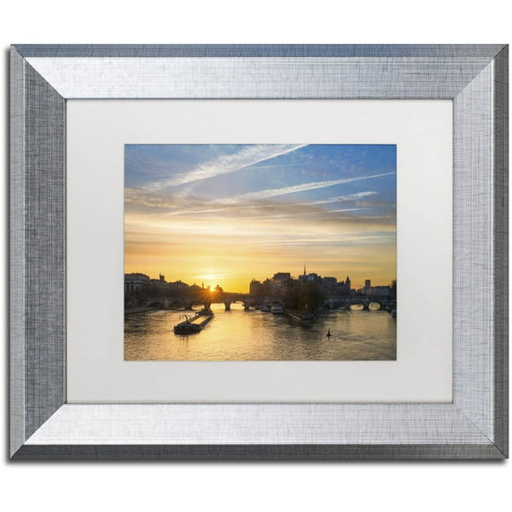 Trademark Fine Art "Ponts des Arts Paris" Canvas Art by Mathieu Rivrin, White Matte, Silver Frame