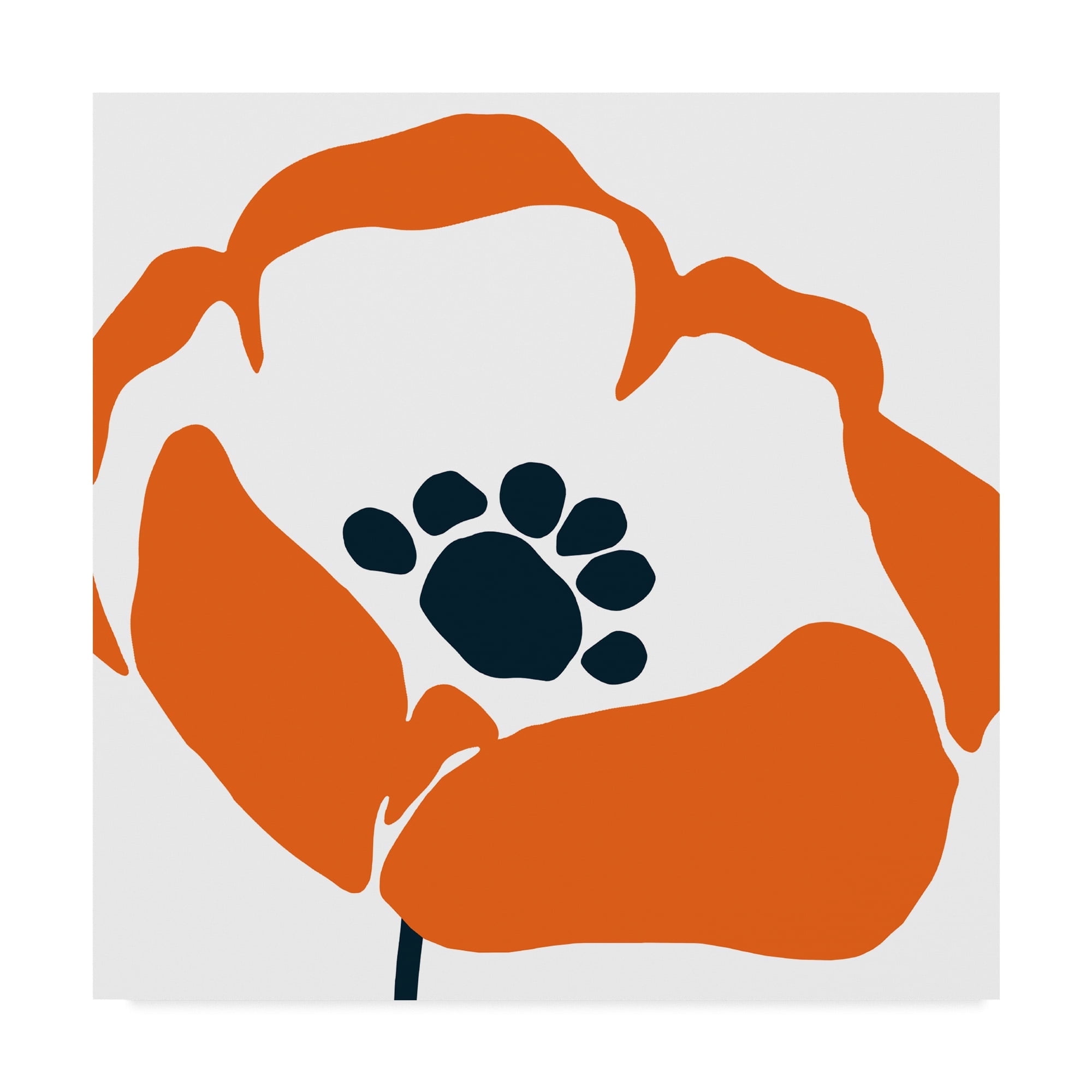 Bold Orange and White Floral Canvas Print with Black Center, 14 x 14