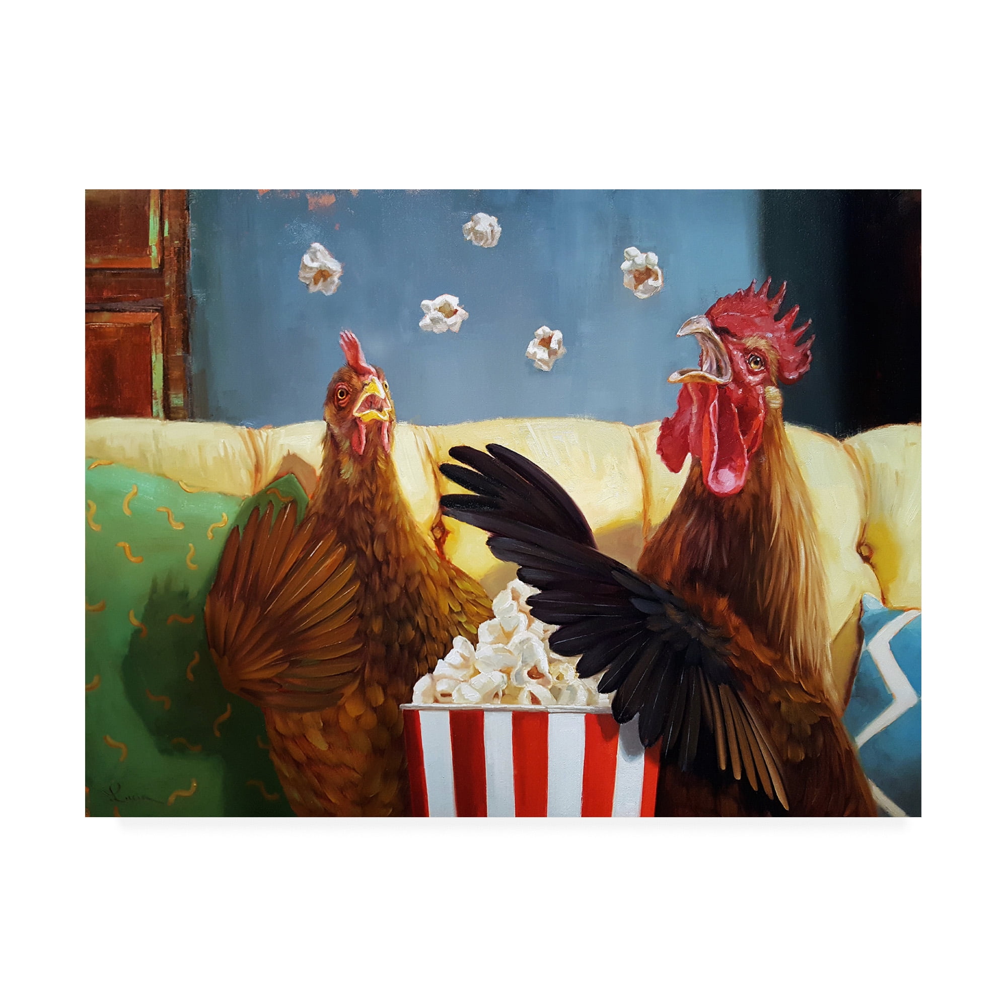 Trademark Fine Art 'Popcorn Chickens' Canvas Art by Lucia Hefferna