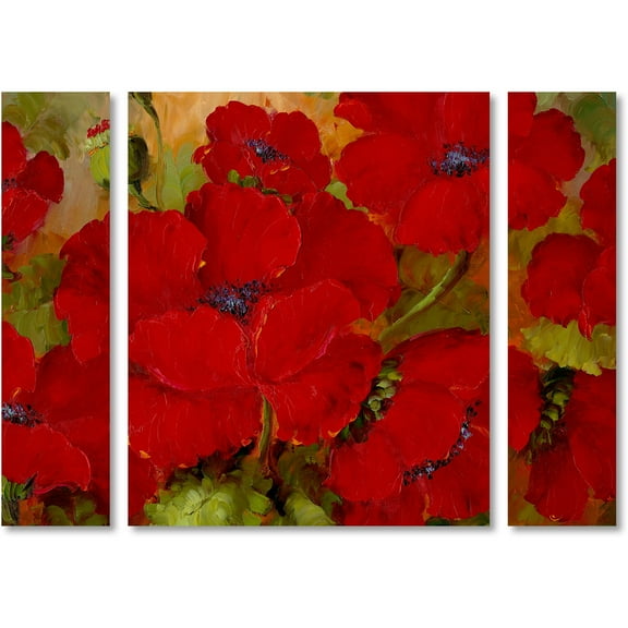 Trademark Fine Art "Poppies" Canvas Art by Rio Three Panel Set