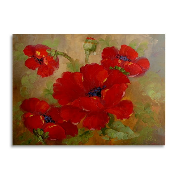 Trademark Fine Art 'Poppies' Floating Brushed Aluminum Art by Masters Fine Art