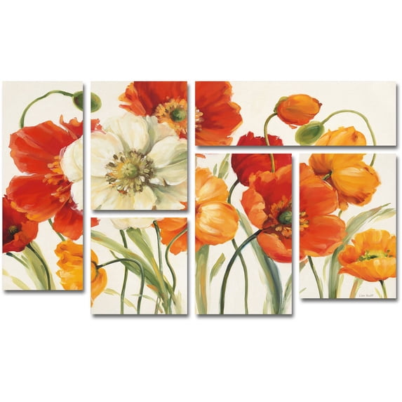 Trademark Fine Art "Poppies Melody I" Canvas Art by Lisa Audit 6-Panel Art Set