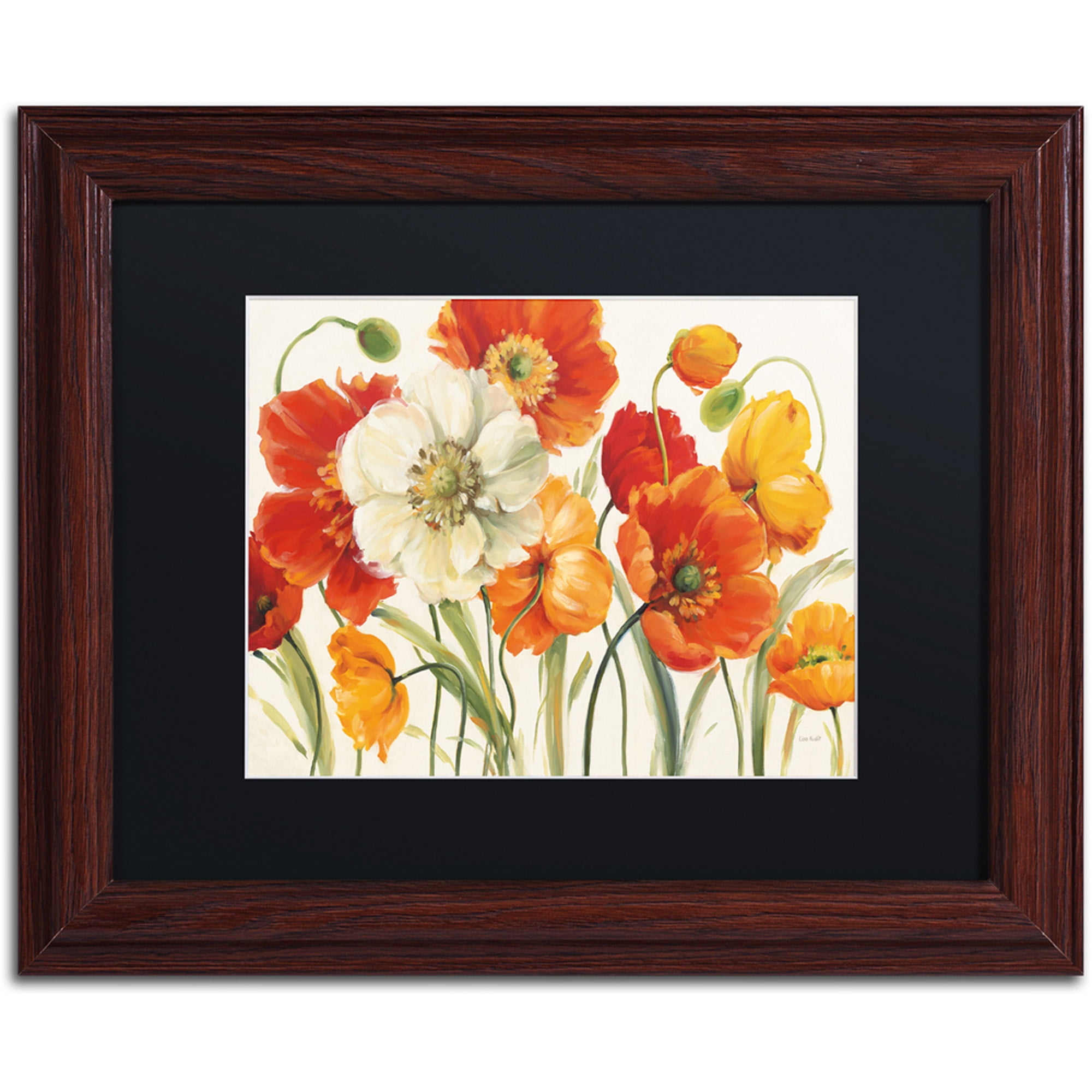 Trademark Fine Art "Poppies Melody I" Canvas Art by Lisa Audit, Black Matte, Wood Frame