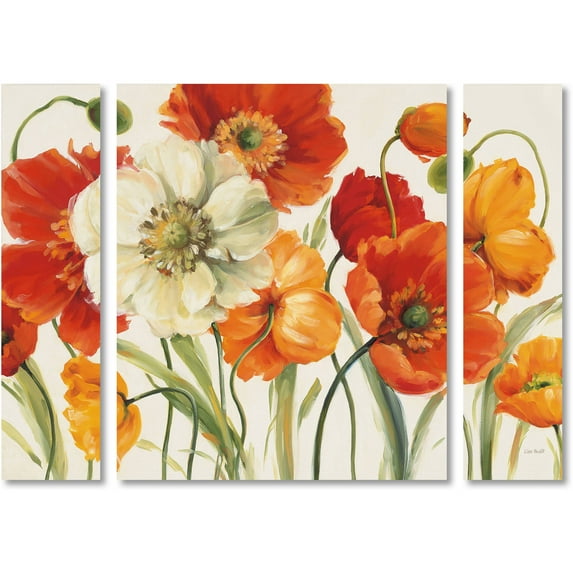 Trademark Fine Art "Poppies Melody I" Canvas Art by Lisa Audit Three Panel Set