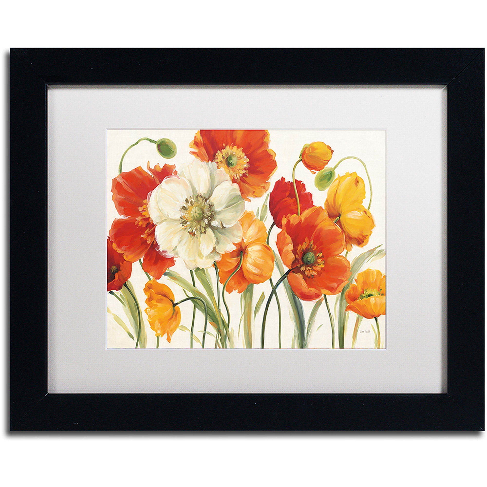 Trademark Fine Art "Poppies Melody I" Canvas Art by Lisa Audit, White Matte, Black Frame