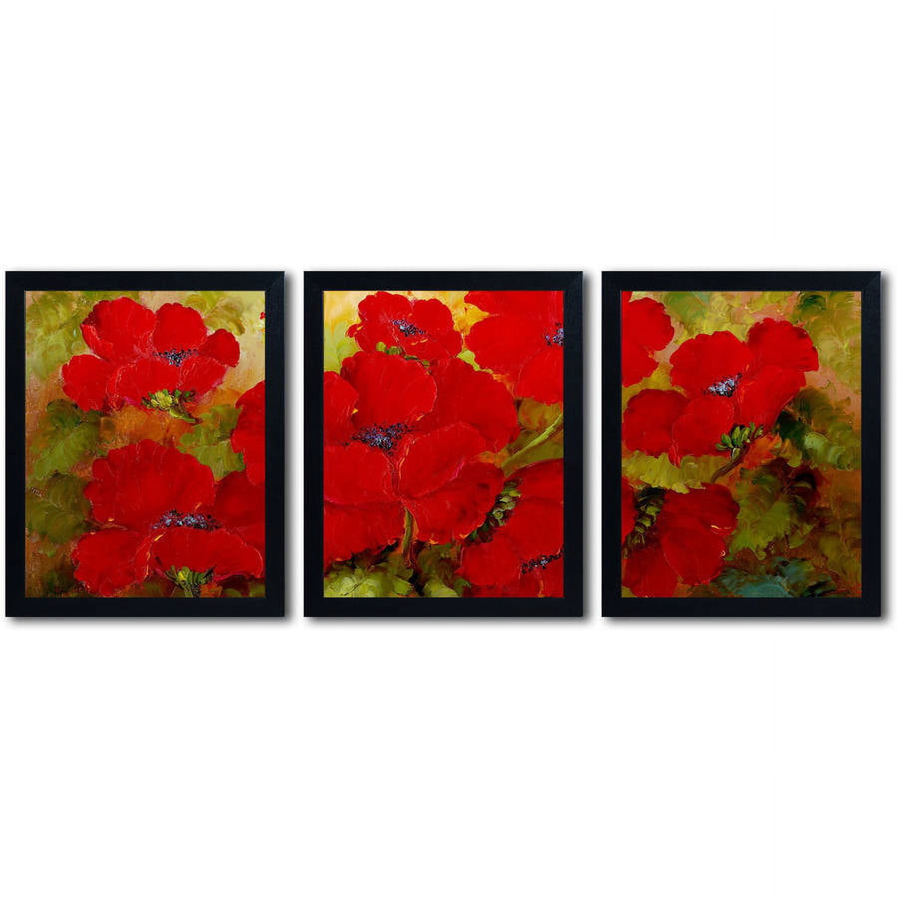 Trademark Fine Art "Poppies" by Rio 3-Piece Multi-Frame Set