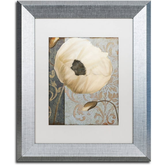 Trademark Fine Art "Poppy Brocade I" Canvas Art by Color Bakery White Matte, Silver Frame