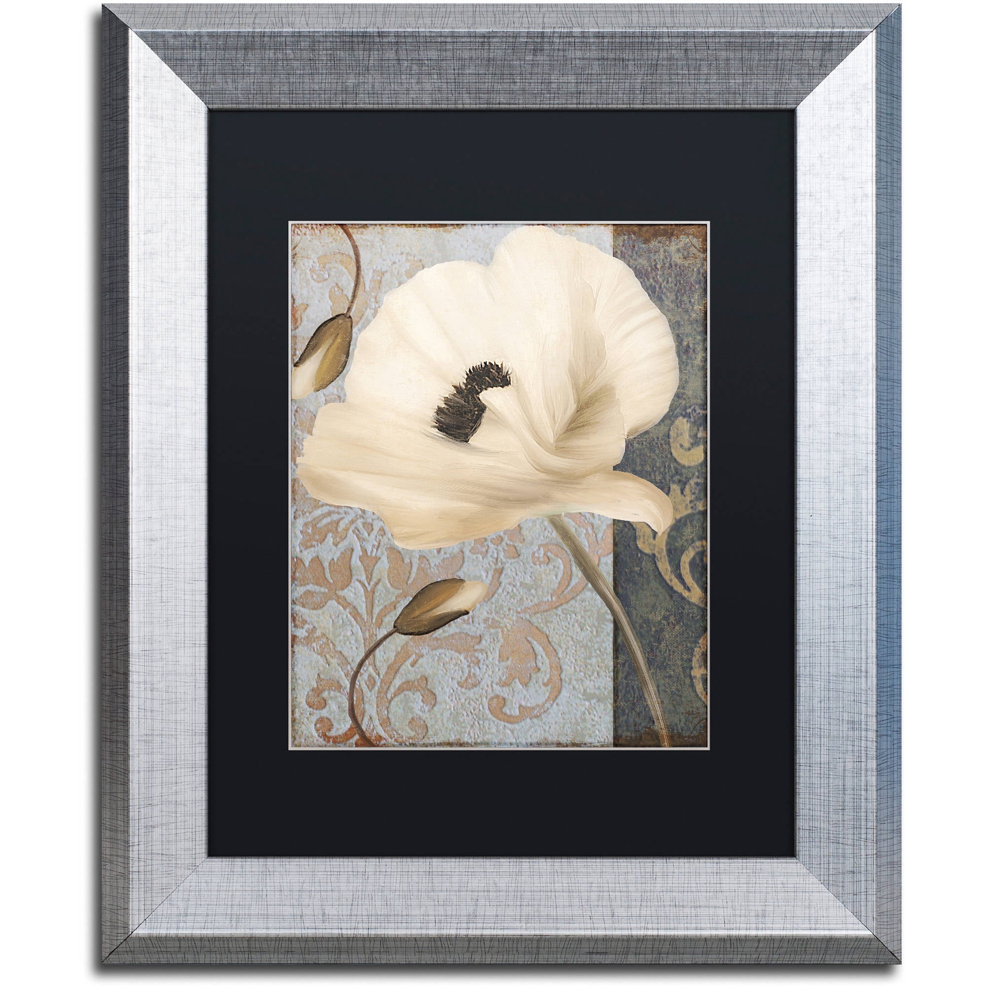 Trademark Fine Art "Poppy Brocade II" Canvas Art by Color Bakery Black Matte, Silver Frame