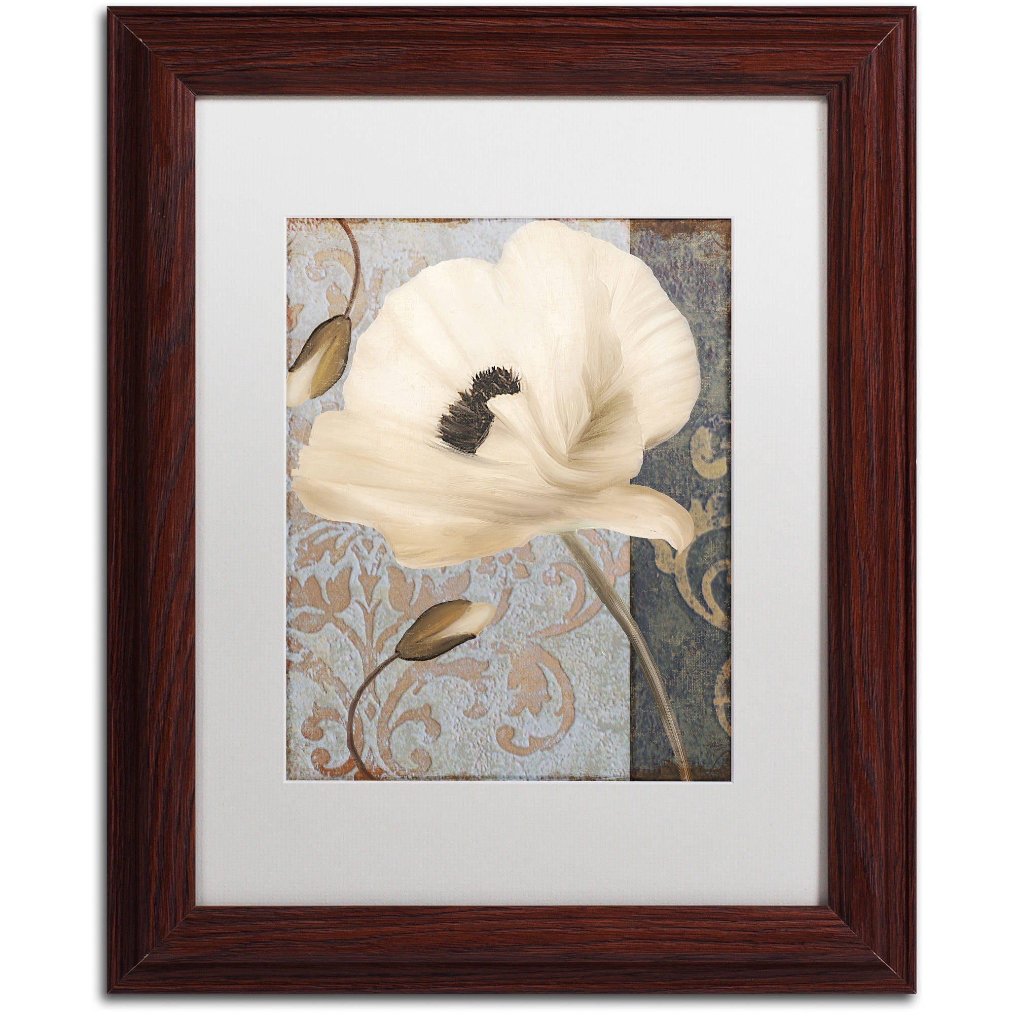 Trademark Fine Art "Poppy Brocade II" Canvas Art by Color Bakery White Matte, Wood Frame
