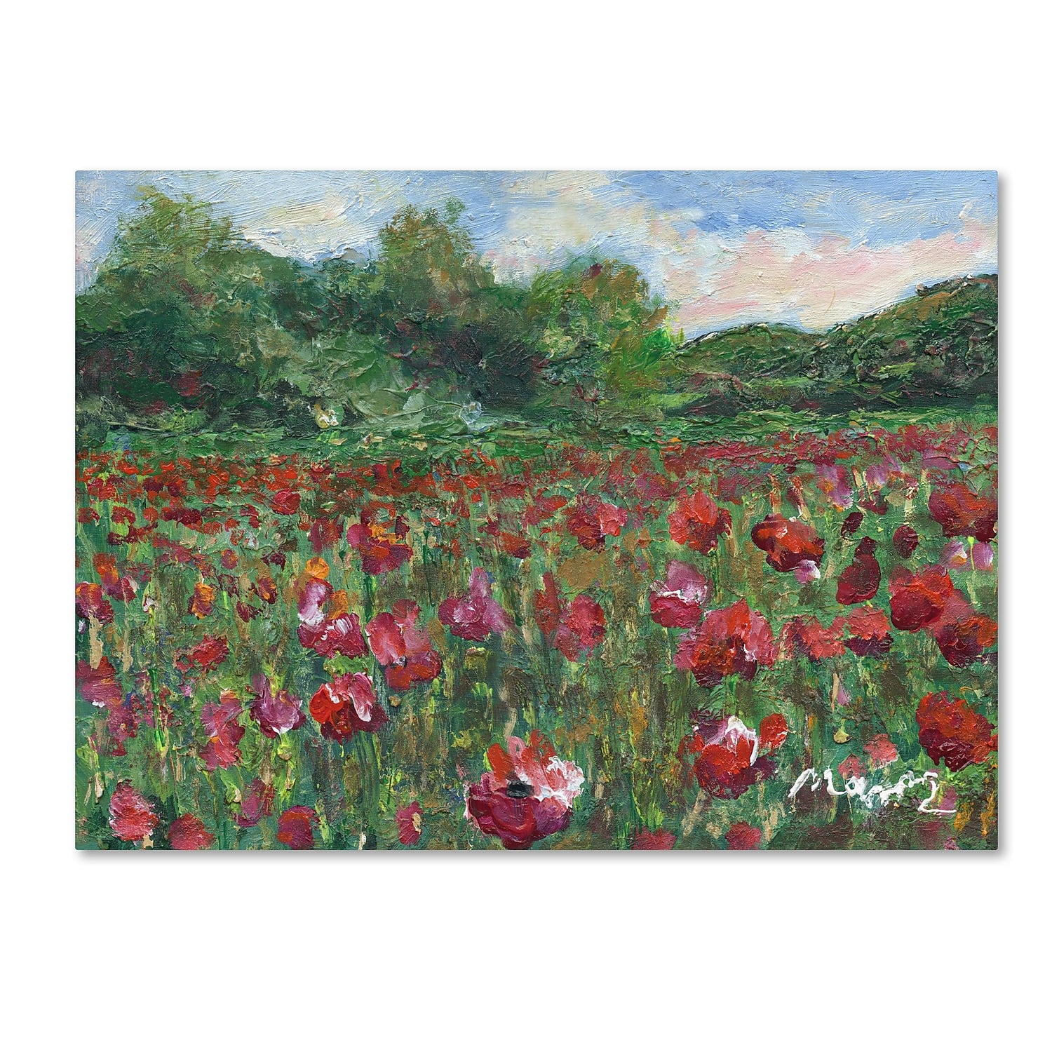 Trademark Fine Art "Poppy Field Wood" Canvas Art by Manor Shadian