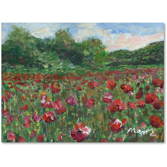 Trademark Fine Art "Poppy Field Wood" Canvas Art by Manor Shadian