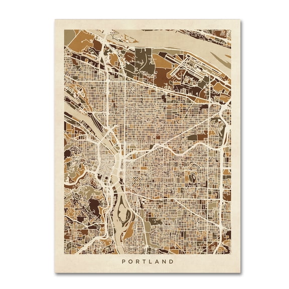Trademark Fine Art 'Portland Oregon City Street Map II' Canvas Art by Michael Tompsett