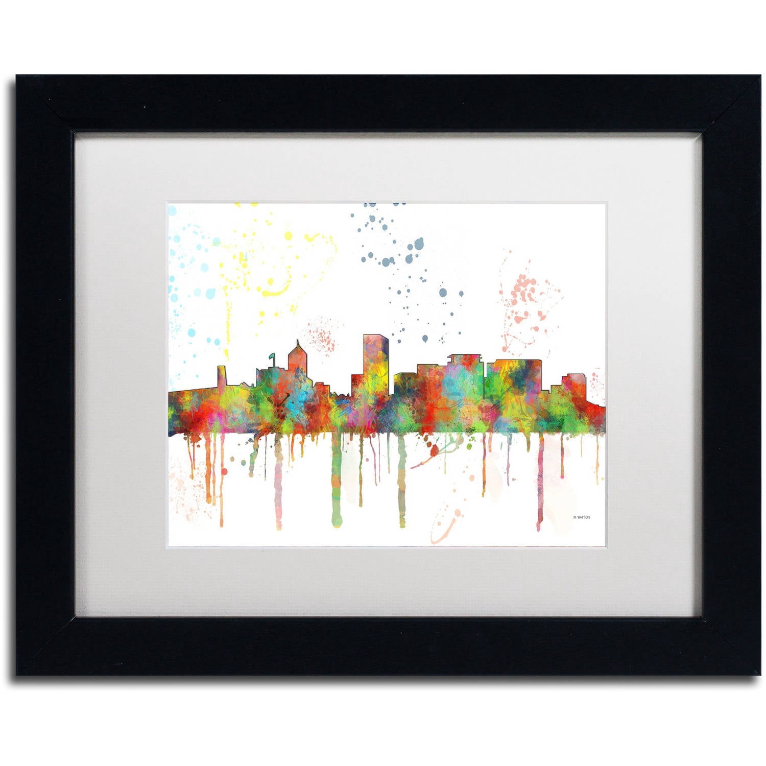 Trademark Fine Art "Portland Oregon Skyline Mclr-1" Canvas Art by Marlene Watson, White Matte, Black Frame