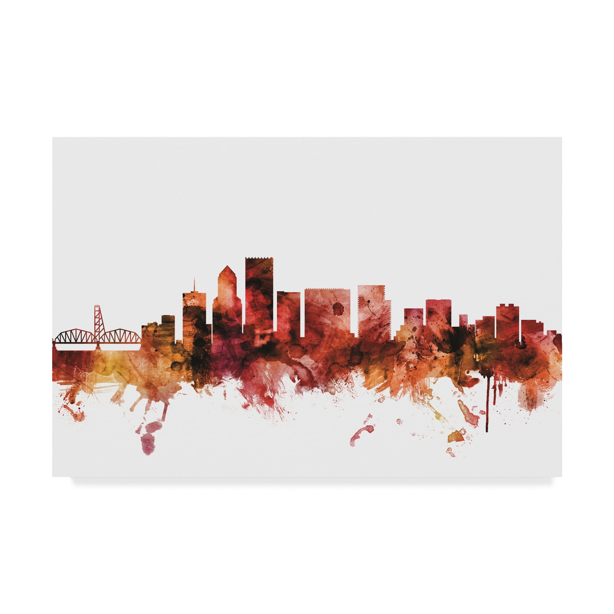 Trademark Fine Art 'Portland Oregon Skyline Red' Canvas Art by Michael Tompsett