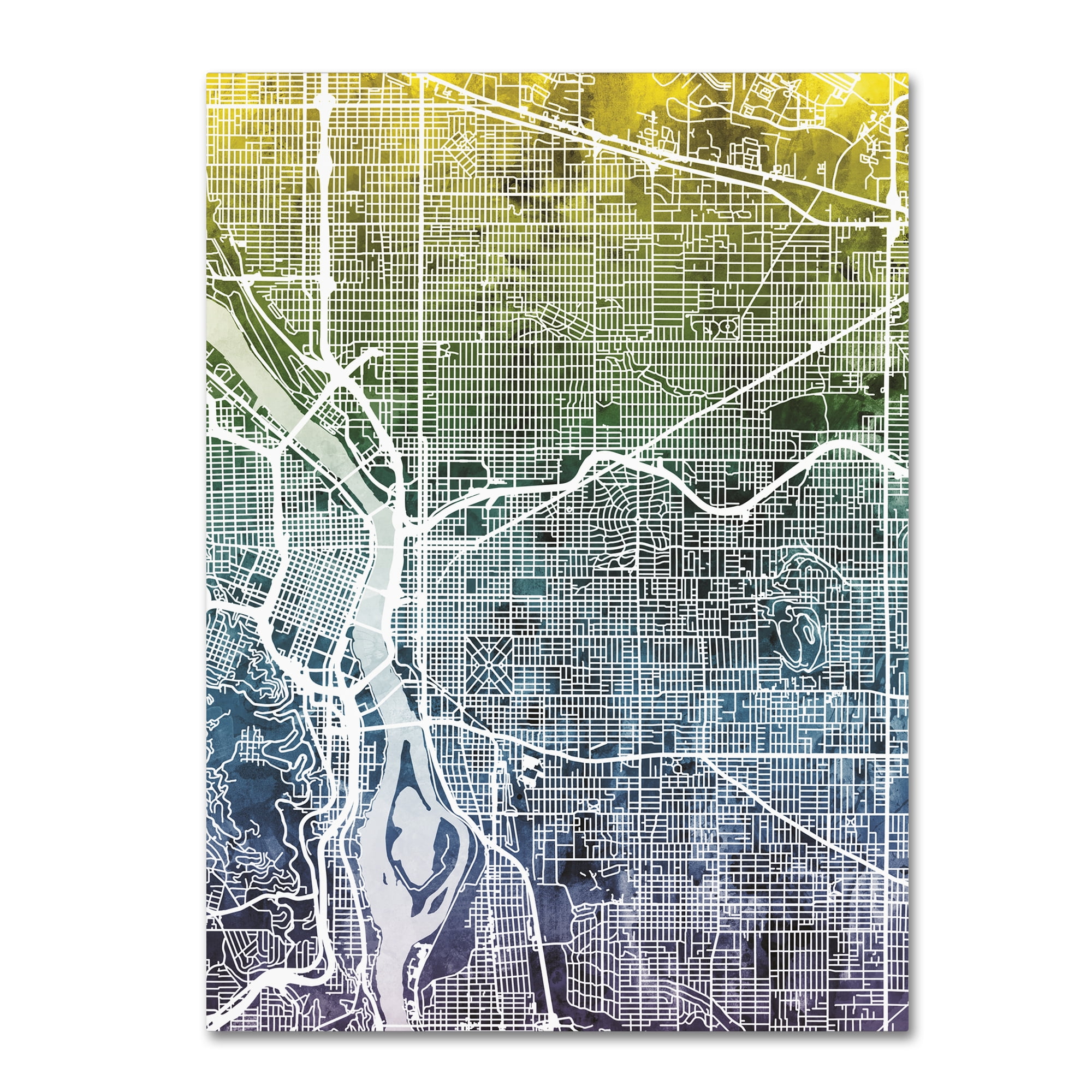 Trademark Fine Art 'Portland Oregon Street Map V' Canvas Art by Michael Tompsett