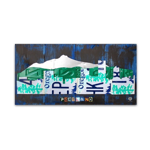 Trademark Fine Art 'Portland Skyline License Plate' Canvas Art by Design Turnpike