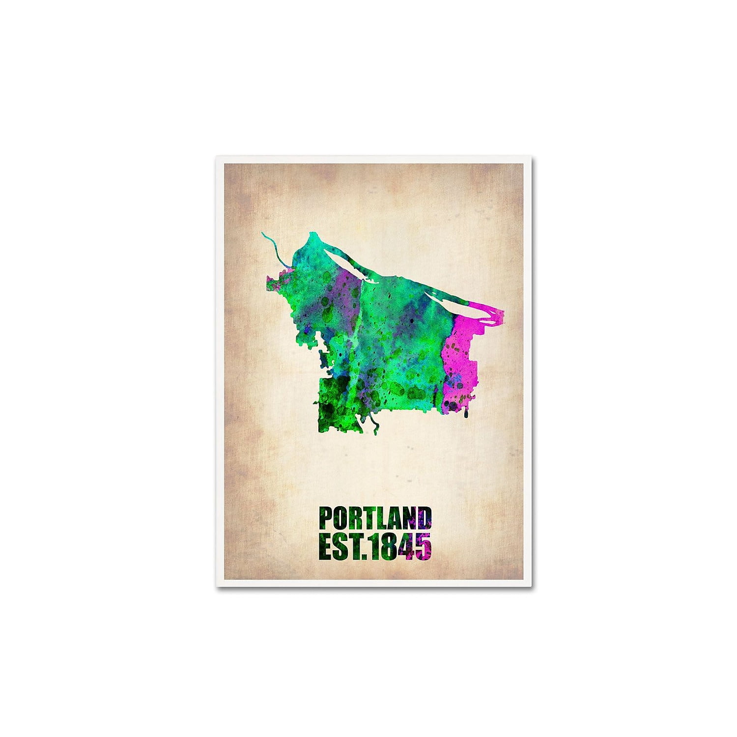 Trademark Fine Art "Portland Watercolor Map" Canvas Art by Naxart