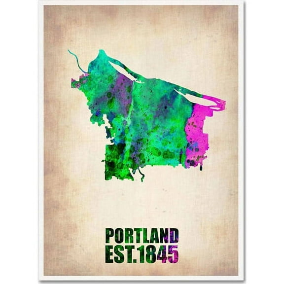 Trademark Fine Art "Portland Watercolor Map" Canvas Art by Naxart