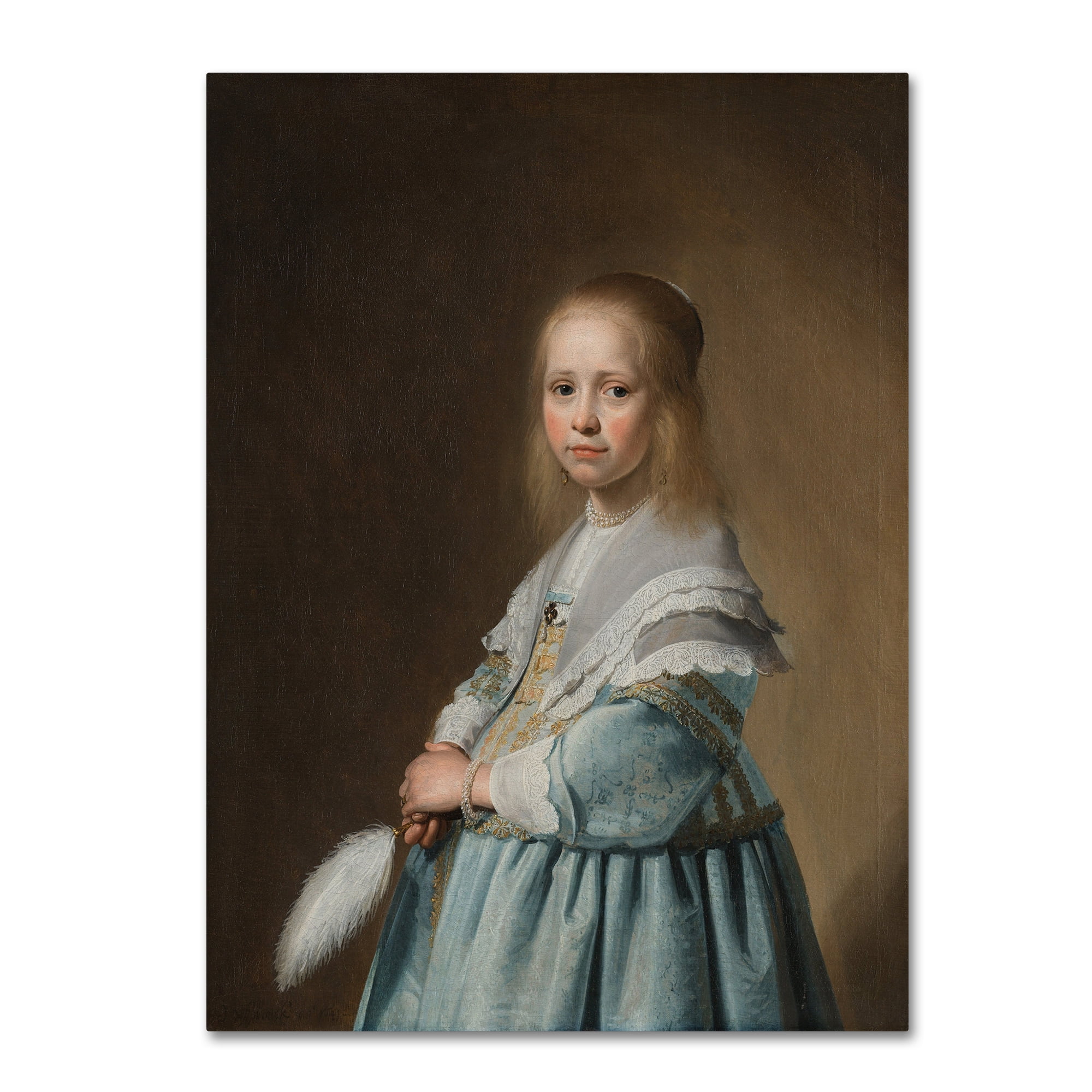 Portrait of a Girl in Blue Traditional Canvas Art