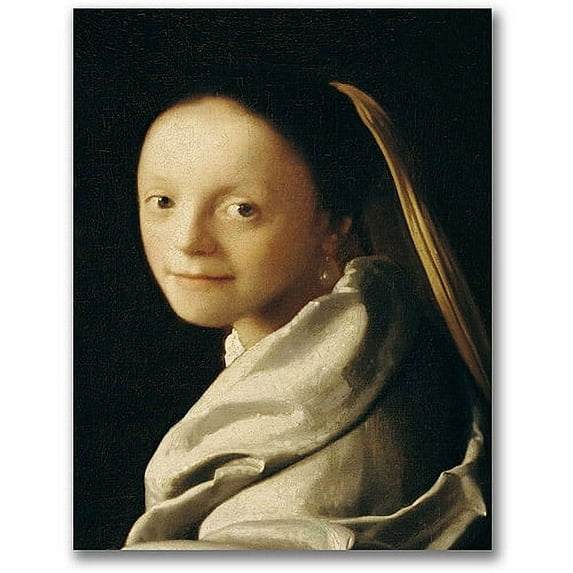 Trademark Fine Art "Portrait Of A Young Woman" Canvas Wall Art by Jan Vermeer