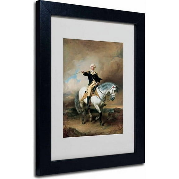 Trademark Fine Art "Portrait of George Washington" Canvas Art by John Faed, Black Frame