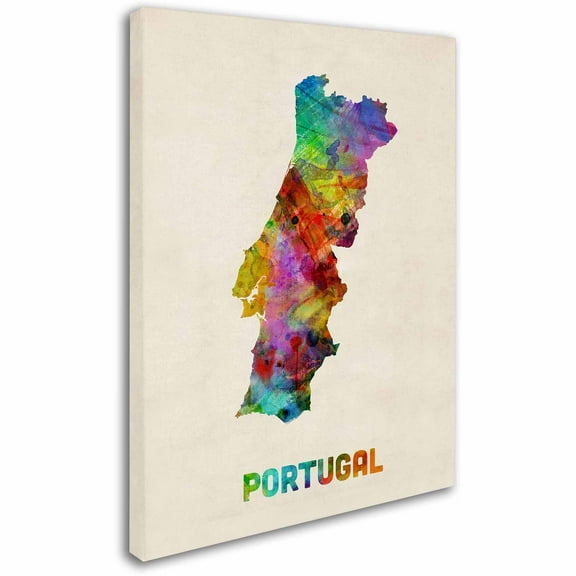 Trademark Fine Art "Portugal Watercolor Map" Canvas Art by Michael Tompsett