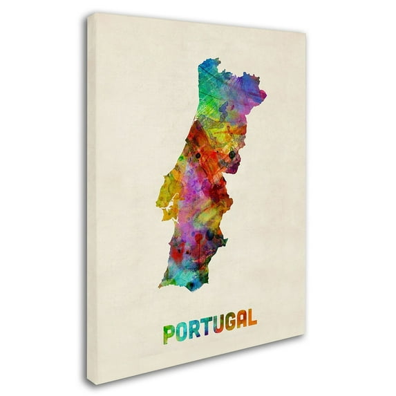 Trademark Fine Art "Portugal Watercolor Map" Canvas Art by Michael Tompsett